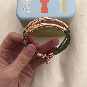 Rose Gold and Leather Fossil Bracelet